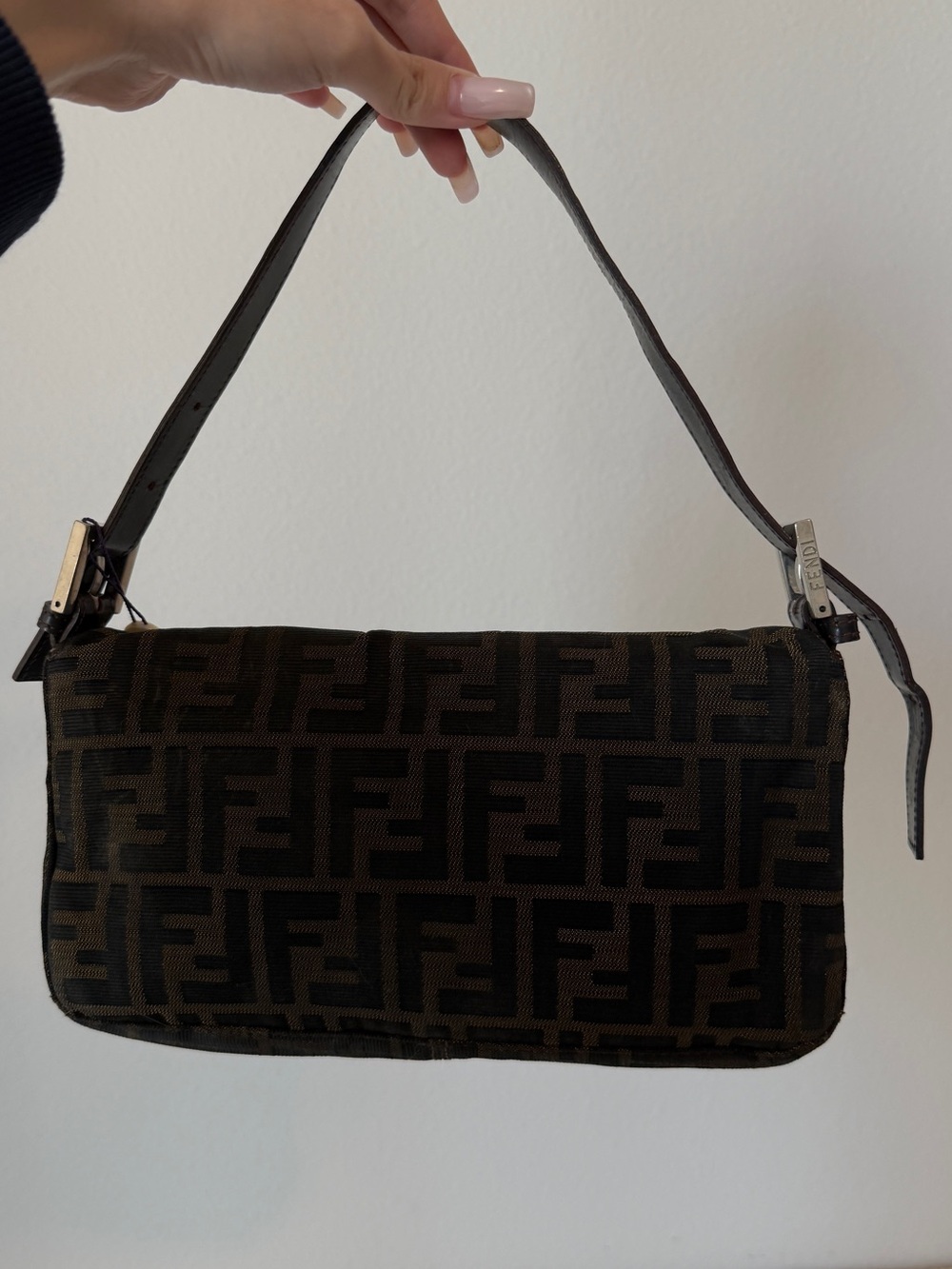 Fendi Brown and Dark Brown Zucca FF Shoulder Bag - Picture 2 of 6